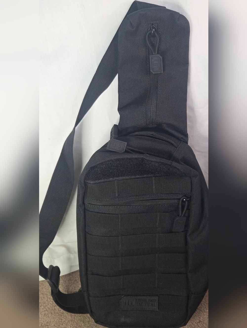 NWOT Highland Tactical Expo Molle Webbing Crossbody Shoulder Sling Bag Black